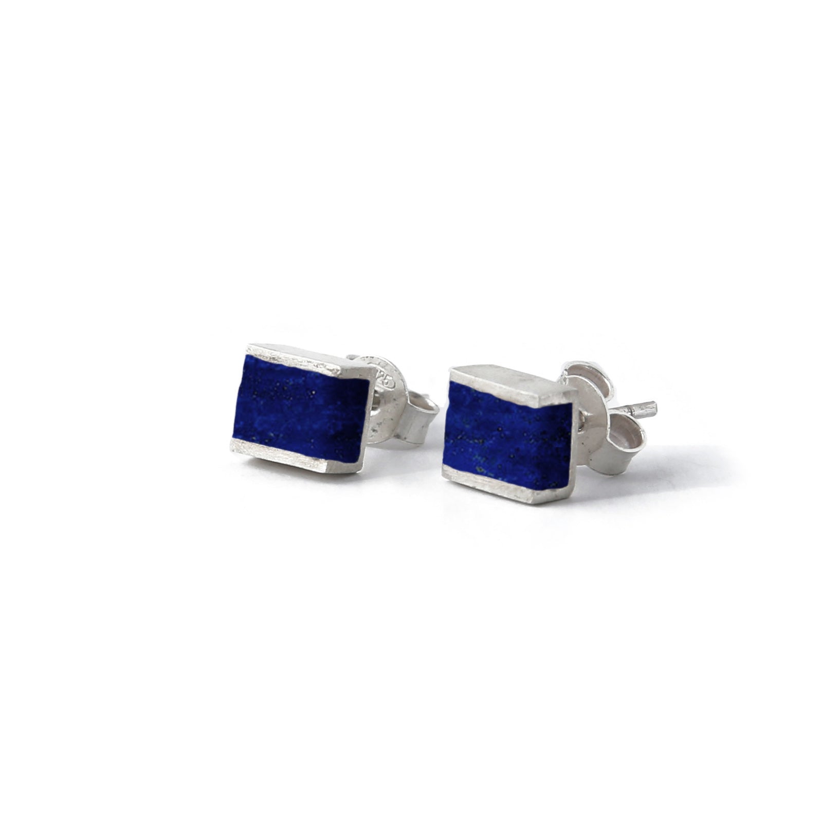 Cube Studs Lapis Lazuli